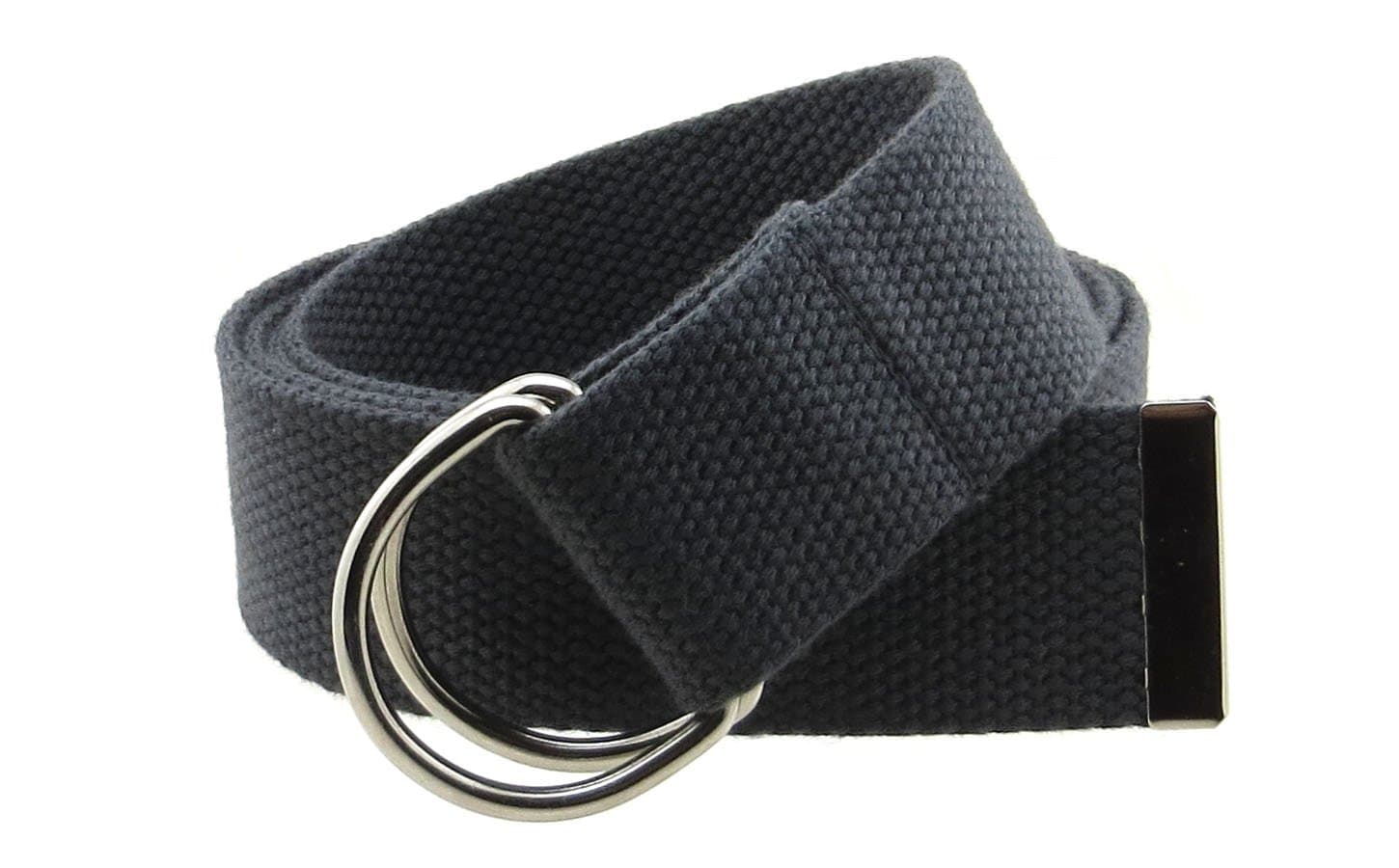 Canvas Web Belt Double D-Ring Buckle 1.5" Wide with Metal Tip Solid Color