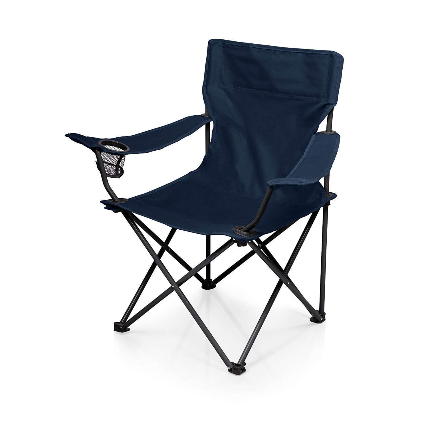 Polyester, Polyvinyl Chloride Oversized Quad Chair, Sturdy Foldable Camping Chair with Attached Can Cooler and Cup Holder