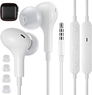 Wired Earbuds with Microphone,Wired Earphones in-Ear Headphones with Storage Case HiFi Stereo Powerful Bass Crystal Clear Audio Compatible with Samsung Galaxy Pixel Moto G iPad, Most with 3.5mm Jack