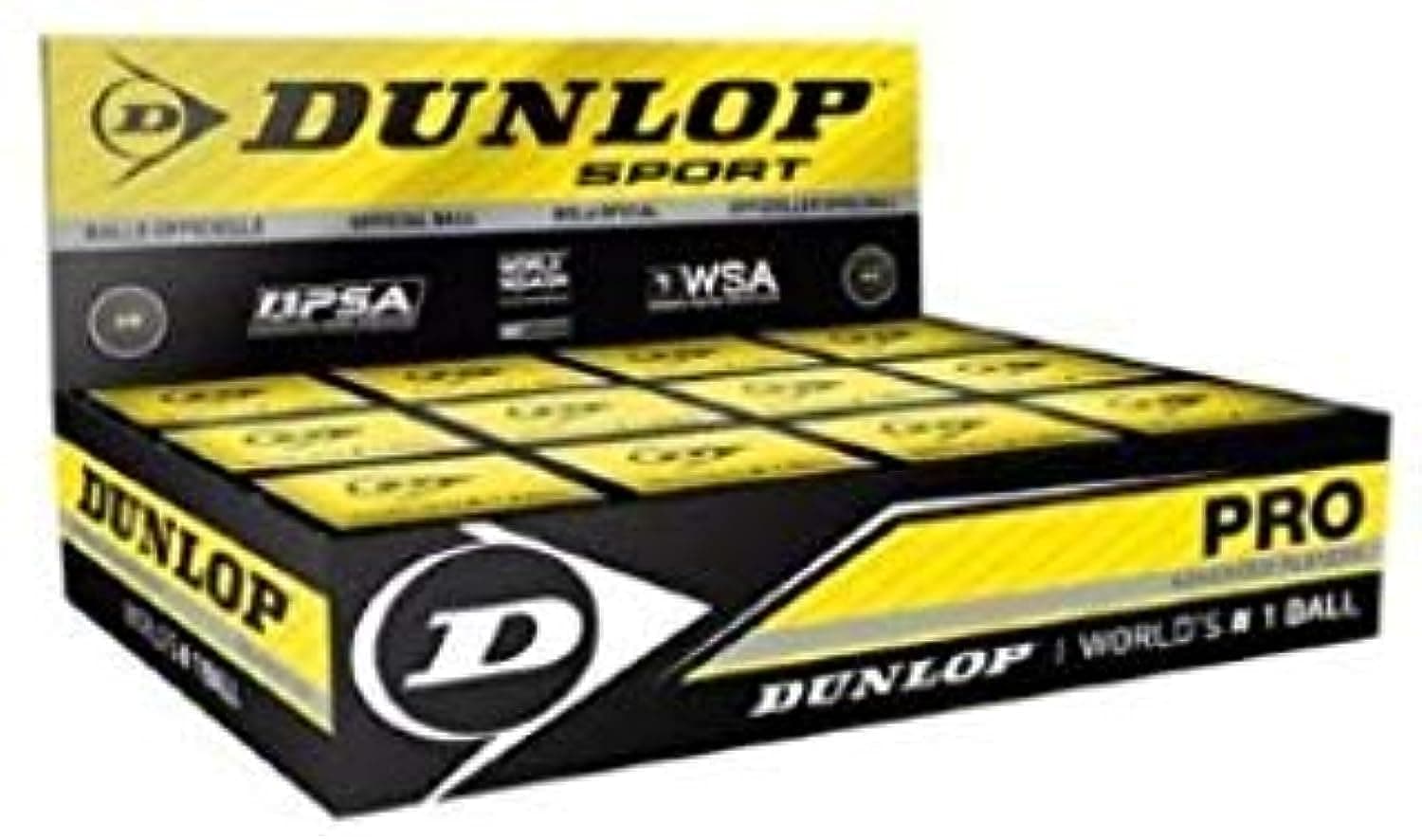 Dunlop Pro Squash Ball - 1 Dozen Double Yellow Dot