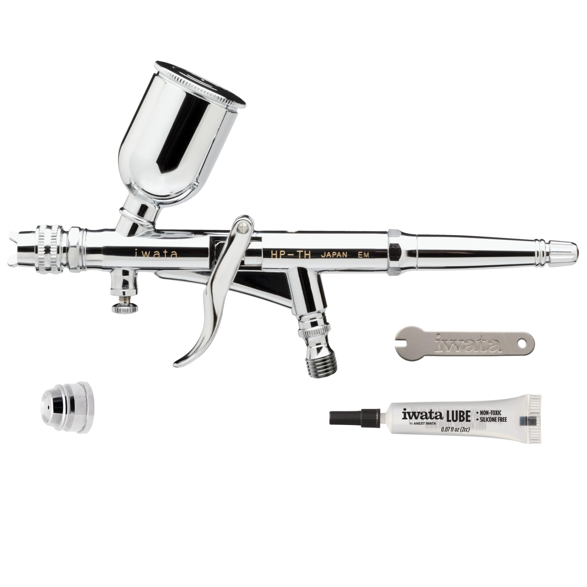 Hi-Line HP-TH Trigger Airbrush Gun Gravity Feed Dual Action H5 Nozzle-Needle, ½ oz Fluid Cup, Round and Fan Air Caps, Special Effects, Hobby, Terrain, Auto-Graphics