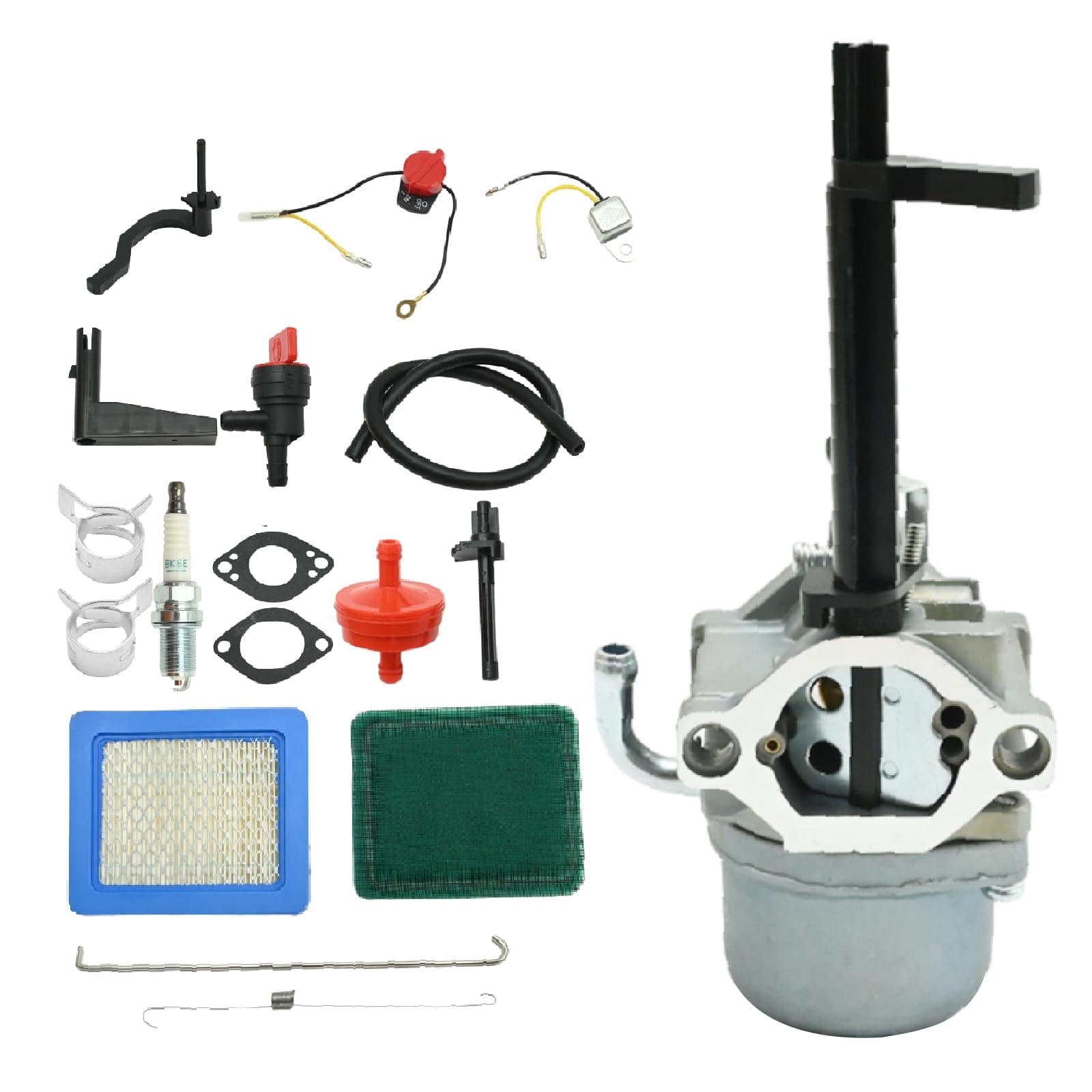 697978 Carburetor Kit with Fuel Filter & Spark Plug Replacement for BS lawnmover Nikki 695114 694615 695115 697978 Replacement for Troy-Bilt 01919 030343 030476 10hp 305cc Engine