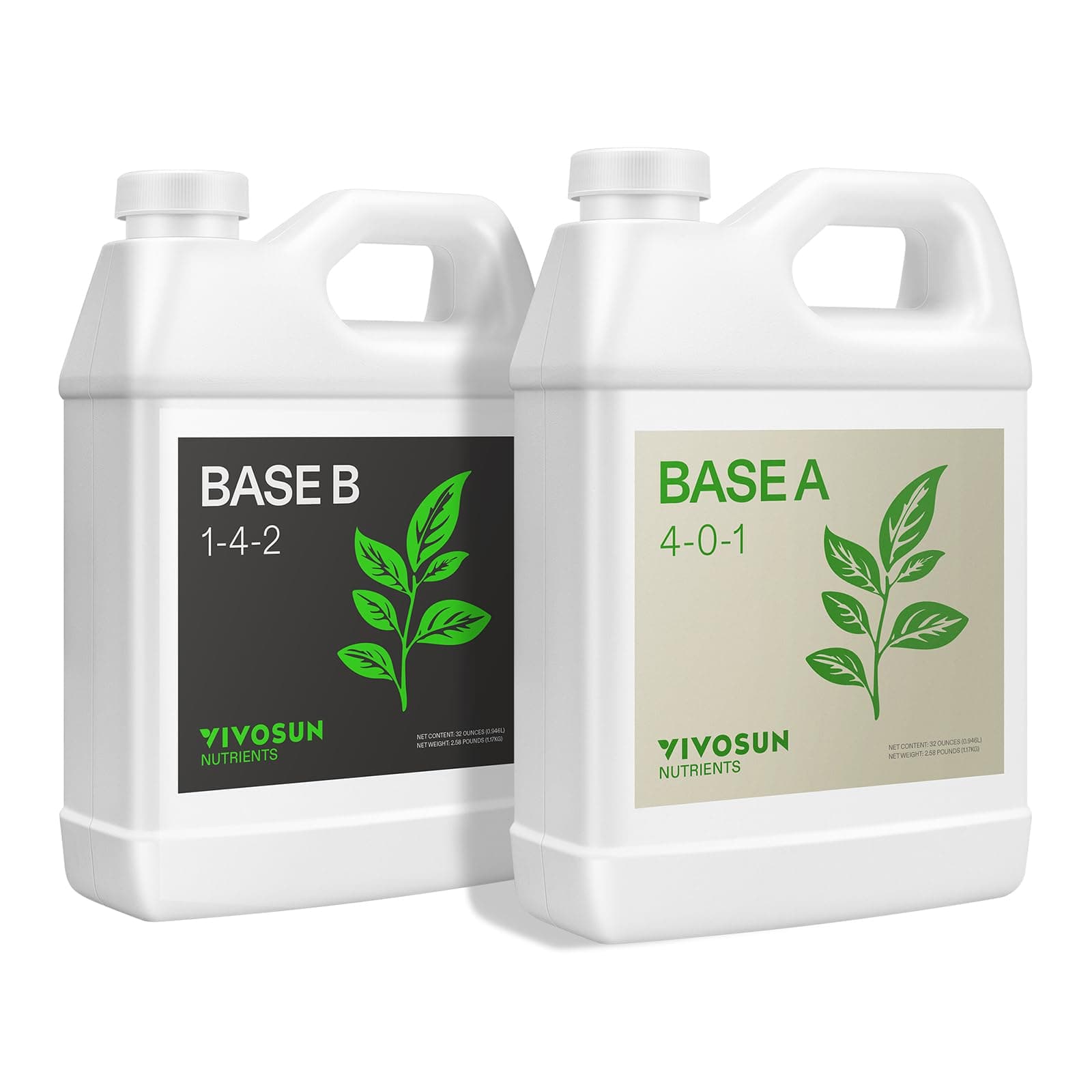 Liquid Nutrients Base A & B Bundle, Grow Big Hydroponic Fertilizer, Supports Vegetative and Flowering Stages for Outdoor, Indoor Plants, Best Plant Food, Set of Quarts