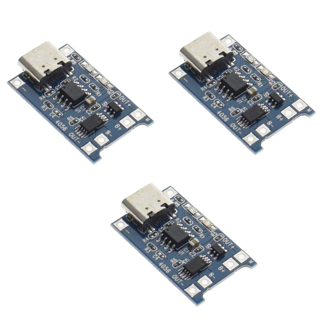 3pcs TP4056 Type-c USB 5V 1A 18650 Lithium Battery Charger Module Charging Board with Dual Protection Functions