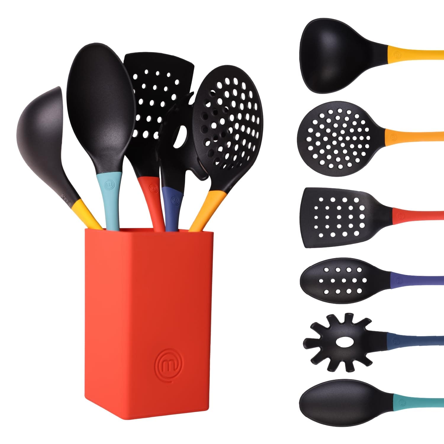 MasterChefKitchen Set Nylon Utensils Set of 6 Toxic Scratch Tools for Non Stick Cookware incl. Cooking Spoons & Spatulas, Multicolor
