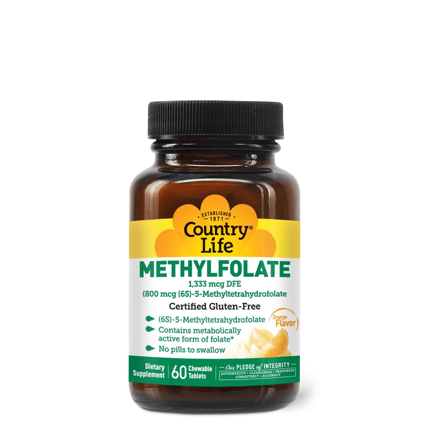 Country Life Methyl Folate 800 mcg Lozenges, 60 Count