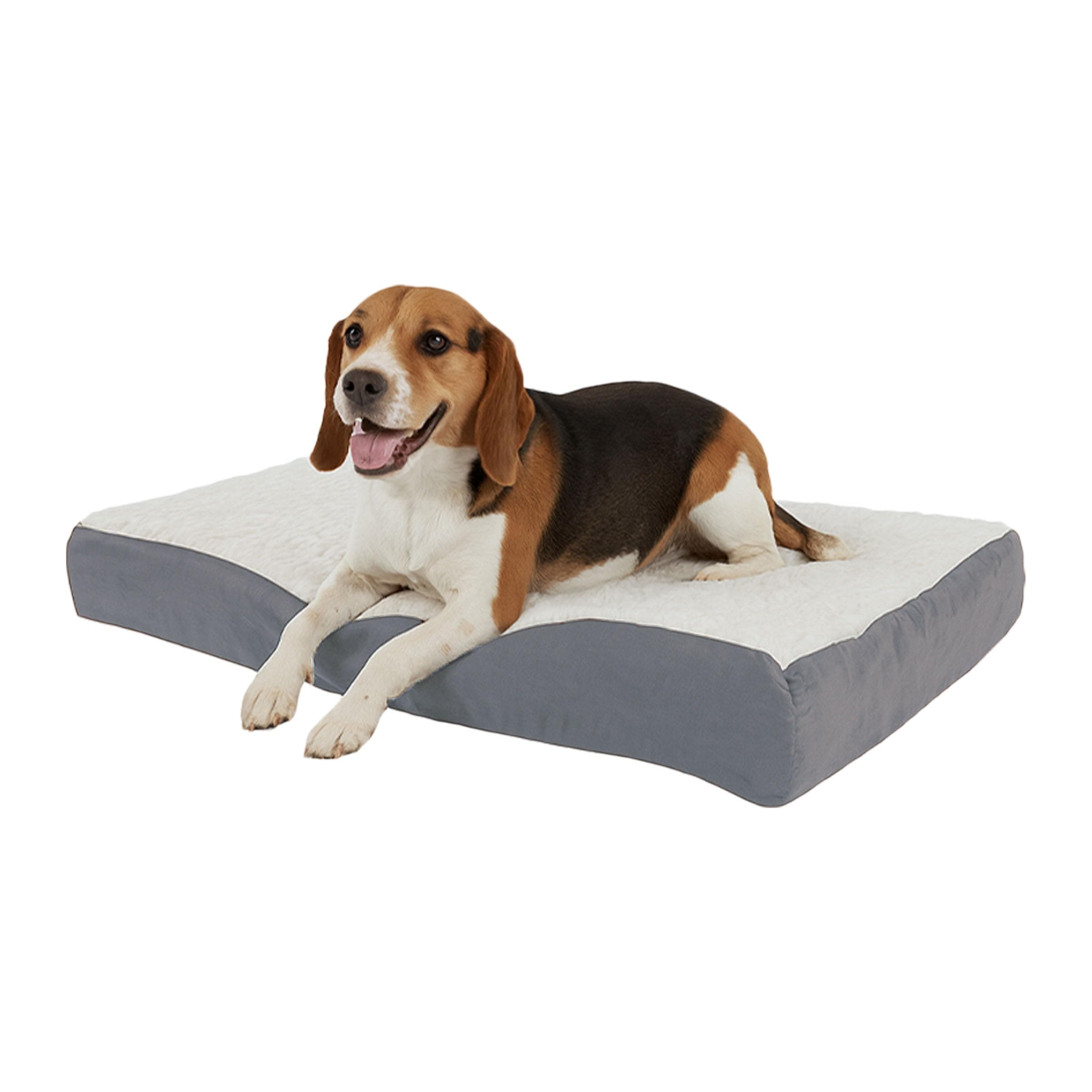 Orthopedic Pet Bed – 2-Layer Memory Foam Dog Bed with Removable Sherpa Cover – Comes with Additional Mattress Replacement Cover (Gray)