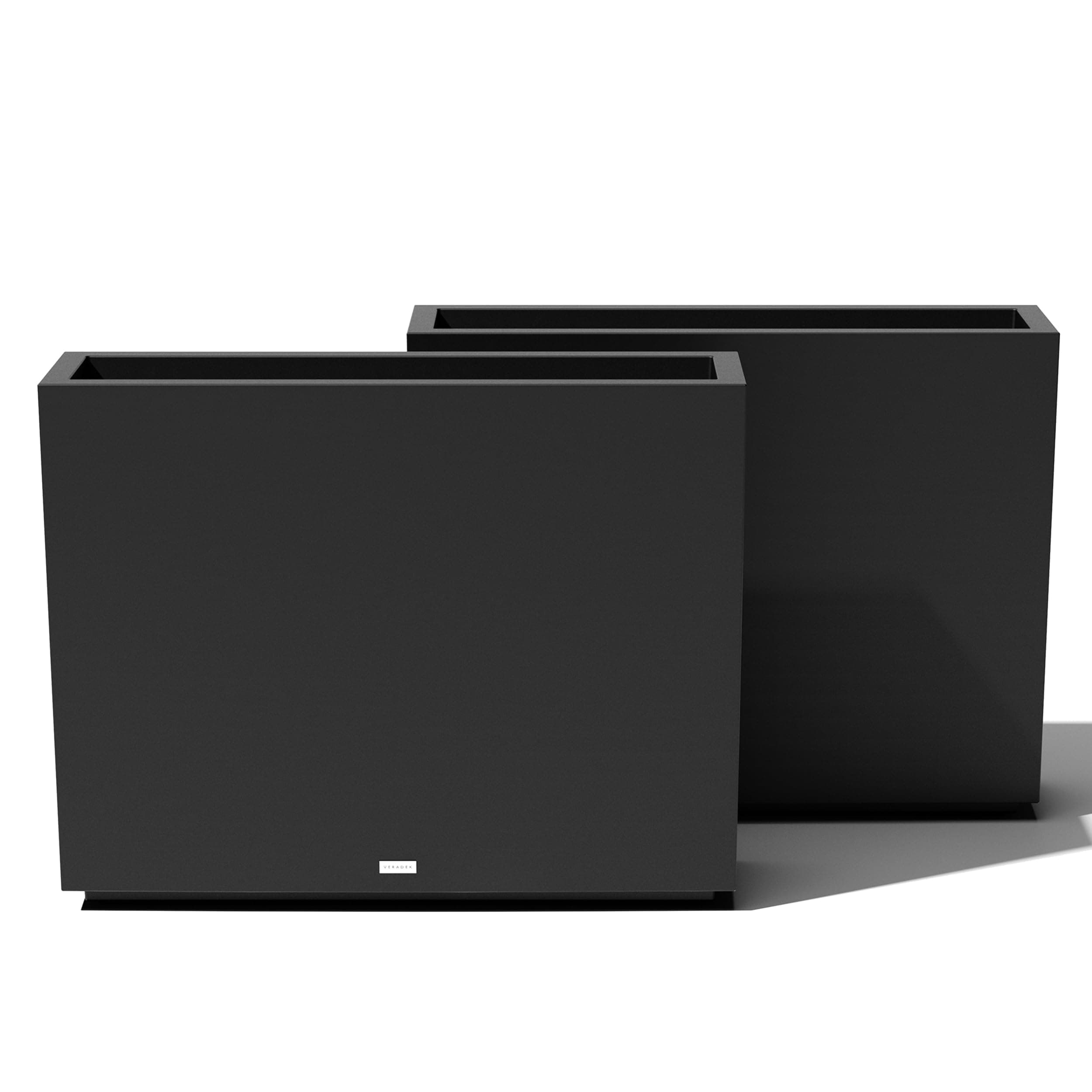 Veradek Block Series Span Plastic Planter - Tall Rectangular Planter for Indoor or Outdoor Patio/Porch | Durable All-Weather with Removable Insert Bucket | Modern Design for Plants, Flowers(2 Pack)