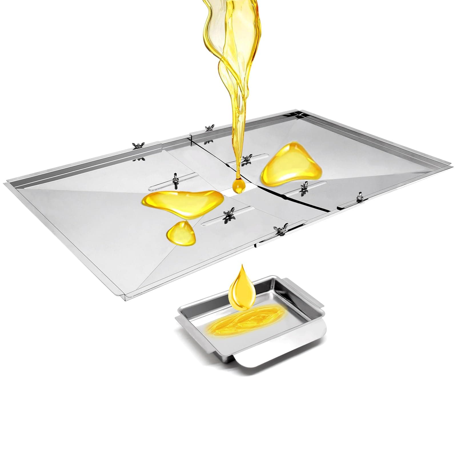 Adviace Grill Drip Pans Replacement, 24" - 27" Adjustable Grease Tray for Dyna Glo DGF493BNP, Nexgrill 720-0830H, Backyard Grill BY13-101-001-12, Stainless Steel Drip Tray Pan for Uniflame, BHG Grill.
