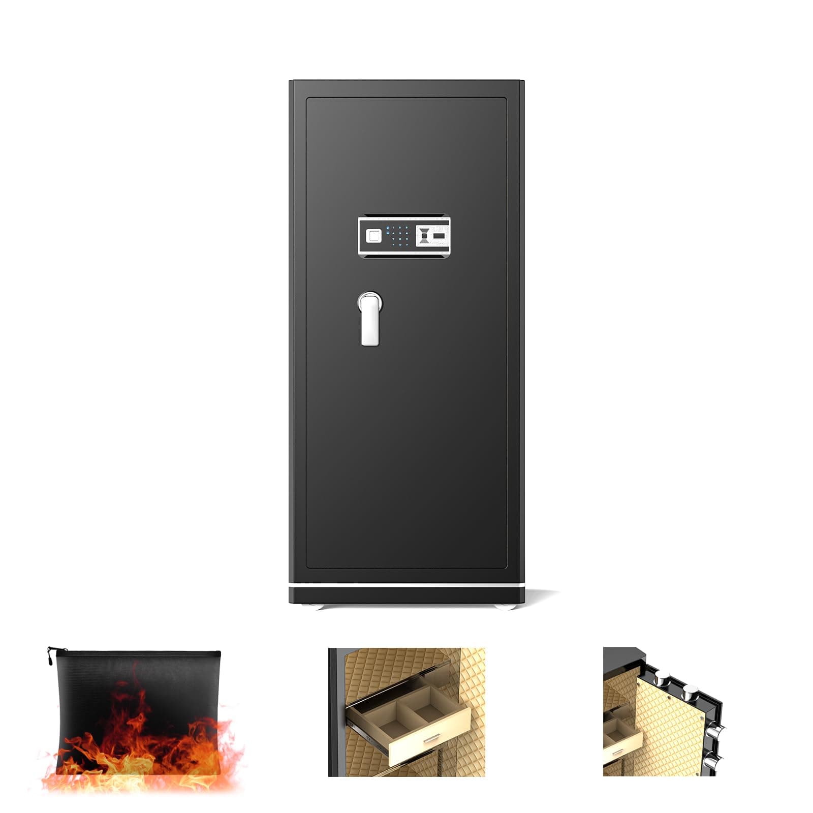 FABAO Wifi Smart Home Safe,17.5 Cuft Extra Large Fireproof safe Box,Heavy Duty Digital Security Safe with Built-In Drawer and Removable Shelves,Anti-theft Document Safes for Home Ammo Medicine Jewelry