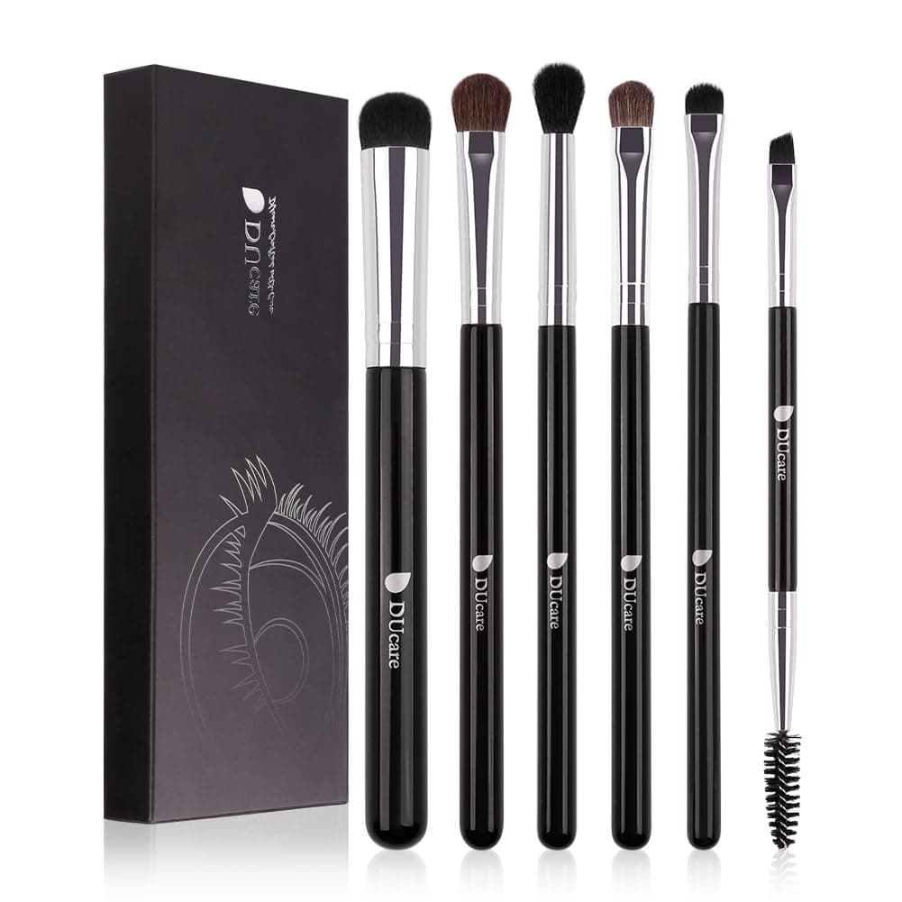 DUcare Eye Makeup Brush Set, 6 Pcs Professional Eyeshadow Blending Makeup Brushes for Concealer Eyebrows Eyeliner, Soft Hairs & Wood Handle