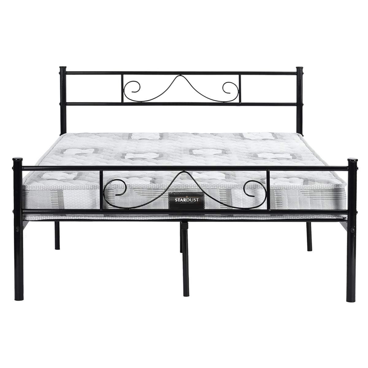 Aingoo 4ft Small Double Bed Frame Metal with Headboard and Footboard for Kids Adults Guest Black 120 * 190 cm