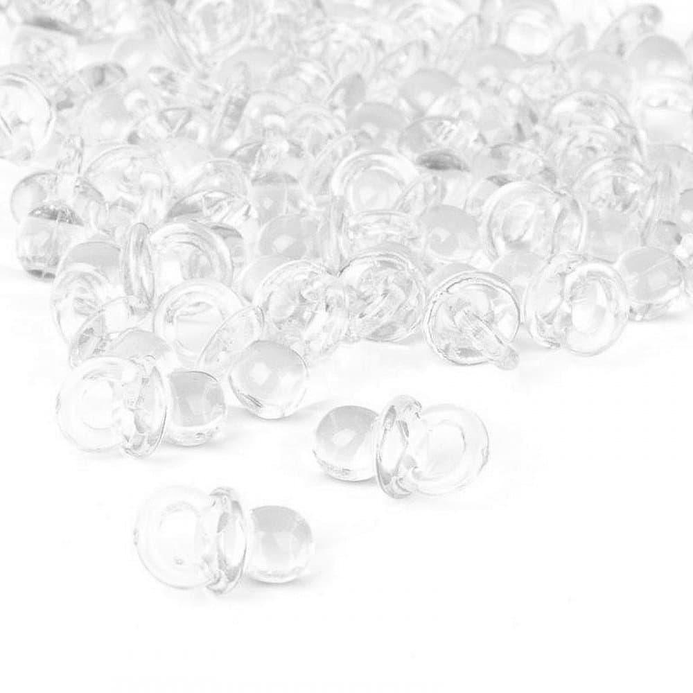 100 x Mini Deco Pacifier Set, Confetti Table Decoration Confetti Streudeko Giveaway Gift for Christening Babyshower Baby Shower Wedding Birthday Kids Party, White