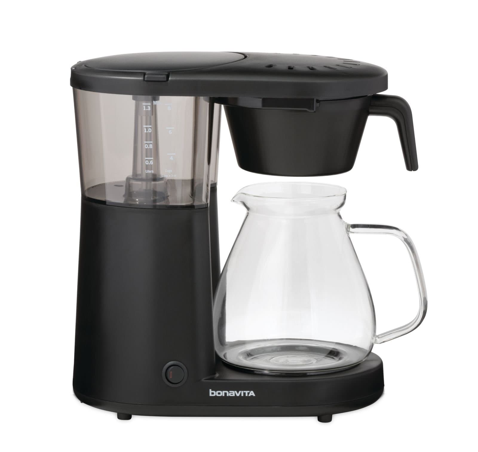 Bonavita Metropolitan 8 Cup Drip Coffee Maker Machine, One-Touch Pour Over Brewing with Glass Carafe, Hanging Filter Basket, 1500 Watt, BPA Free, Dishwasher Safe, Black, BV1901PW