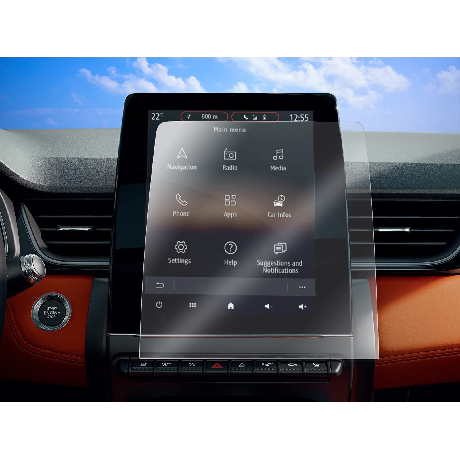 SKTU [Pack of 2] Navigation Screen Protector Compatible with Renault Captur II/Clio V/Arkana/Zoe GPS Navigation PET Protective Film Transparent Screen Protector 9.3 Inch