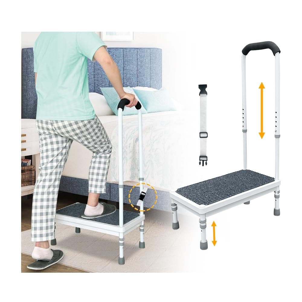 Medical Step Stool with Handle Elderly Adults Bed Steps for High Beds