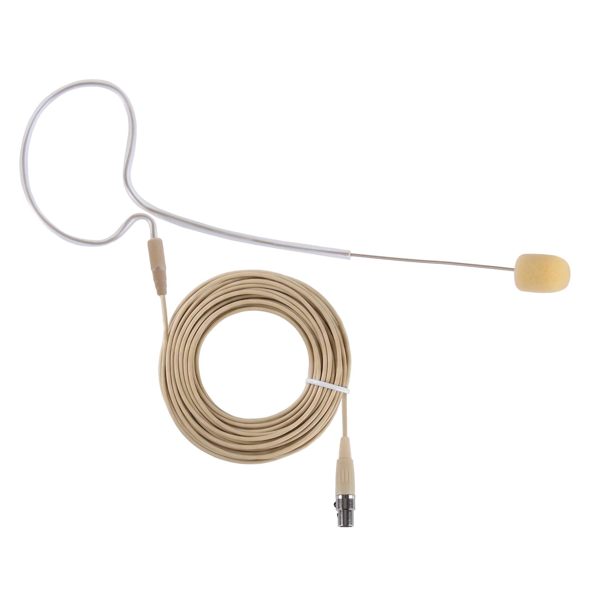 In Ear Back Electric Microphone - Portable Omnidirectional Wired Headset Pro Voice Audio Condenser Mic with 4 Pin Mini XLR Cable Wire and Windscreen - For Shure System - Pyle Pro PMEMS10 (Skin Tone)