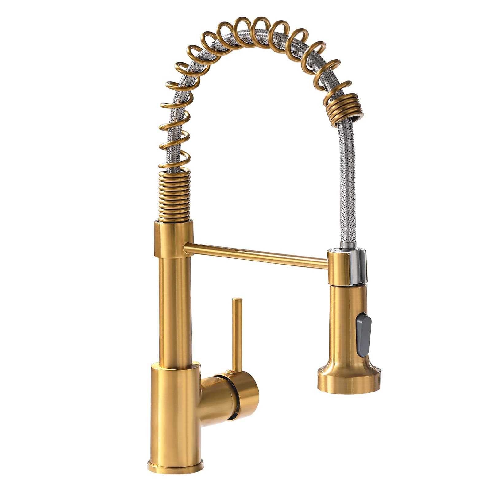 GIMILI Kitchen Faucet with Pull Down Sprayer Single Hole Stainless Steel Sink Faucet, Suitable for Farmhouses, RV, Laundry Room, Outdoor, and Campers. Llave para fregadero de cocina Brushed Gold