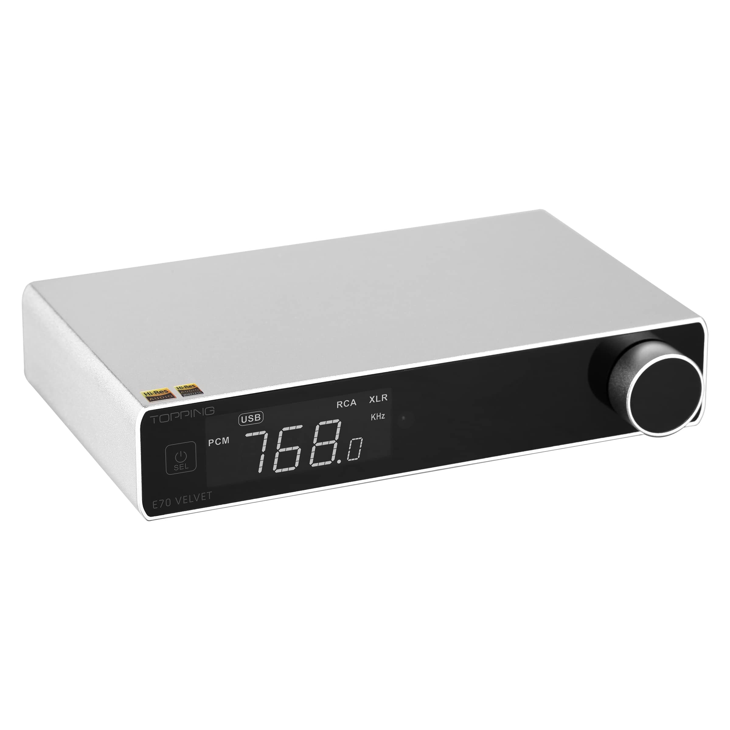 Topping E70 Velvet AK4499EX DAC Audio Decoder- Bluetooth5.1 LDAC Hi-Res XU316 32Bit/768kHz DSD512 BT/USB/Coax/Opt Inputs RCA/XLR HiFi Stereo Digital-to-Analog-Convertor Sliver