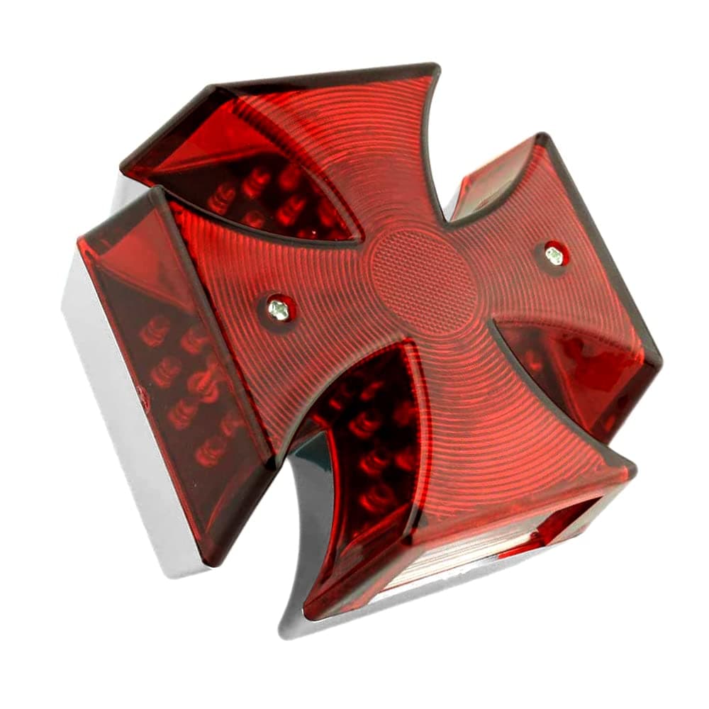 Motorcycle Custom Tail light Rear Light 4.75inch Cross Red Lens LED Tail Brake License Plate Light Lamp