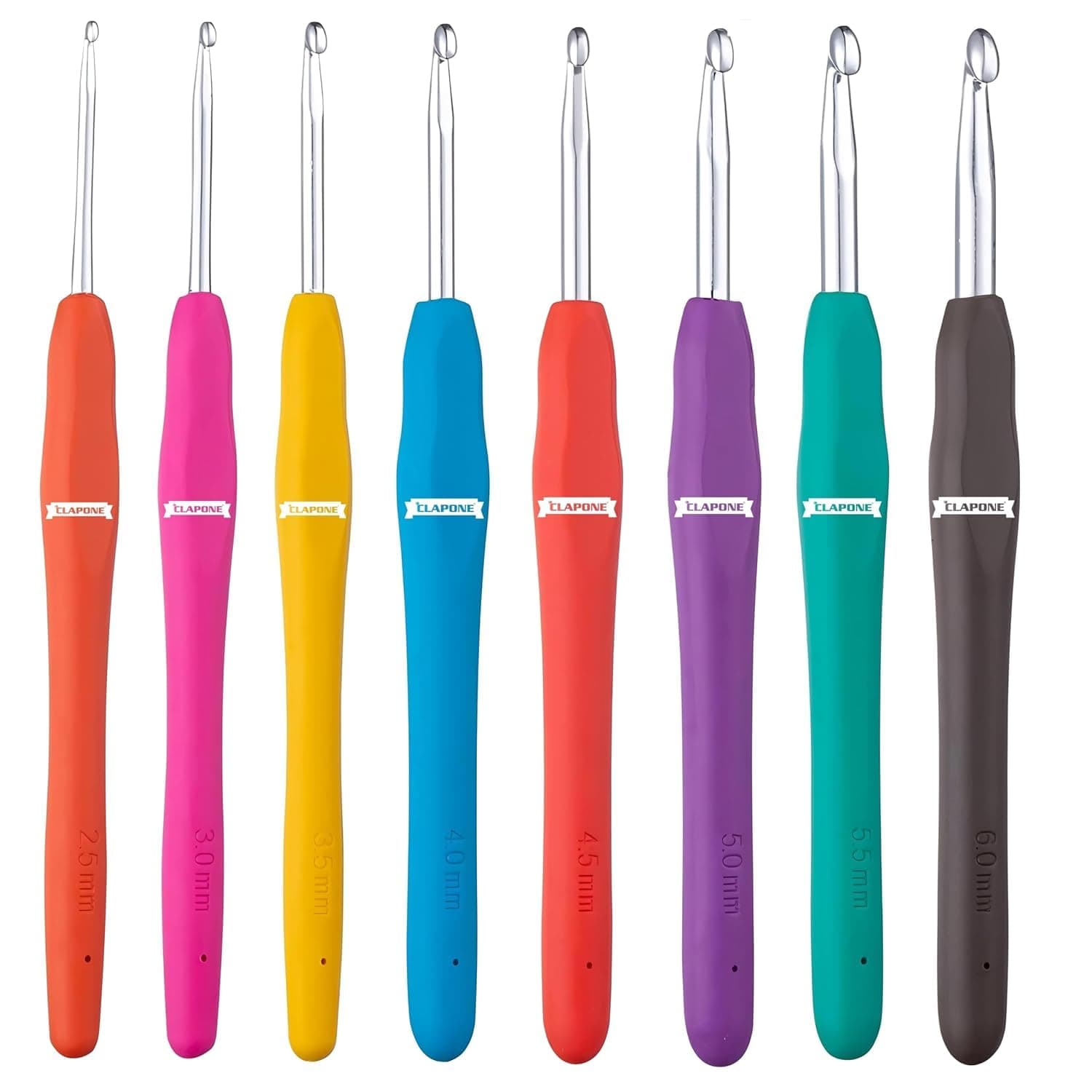 - 8 Pieces Crochet Hooks Ergonomic Handle Crochet Hooks Set Soft Handle Crochet Crochets for Arthritic Hands Lace Set Knitting Needles Hooks