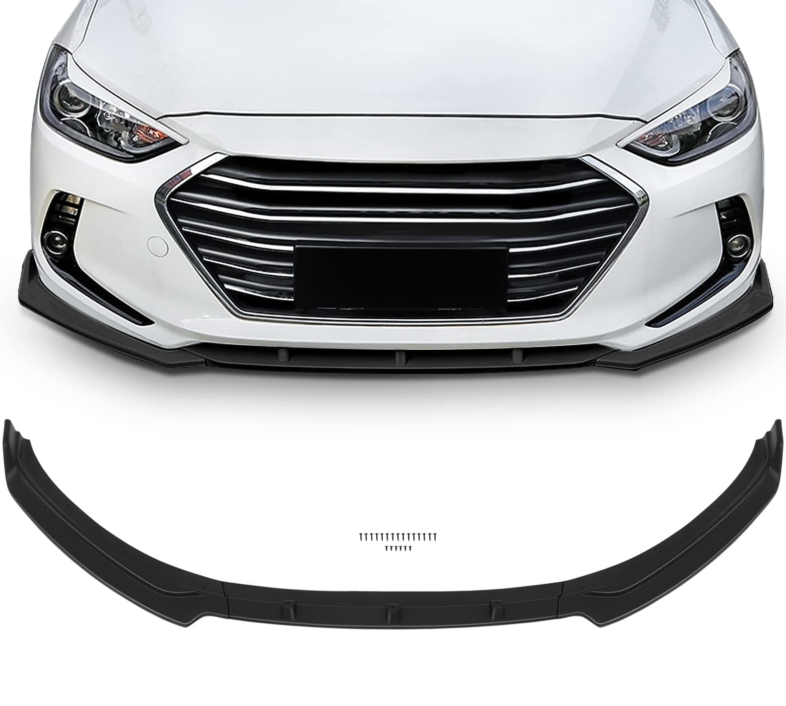 SCITOO Plastic Front Lip Spoiler Fits for 2017-2018 for Hyundai for Elantra Matte Black Front Bumper Lip