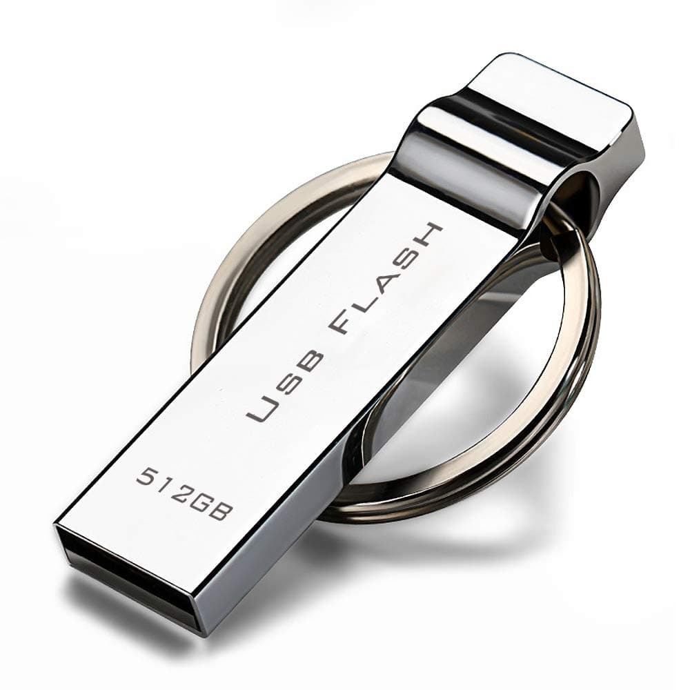 USB 2.0 Flash Drive 512GB Metal with Key Ring - Silver-02