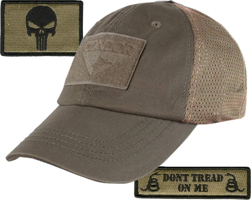 Operator Cap Bundle - w Punisher/Dont Tread Patches (Dark Earth Cap - Mesh)