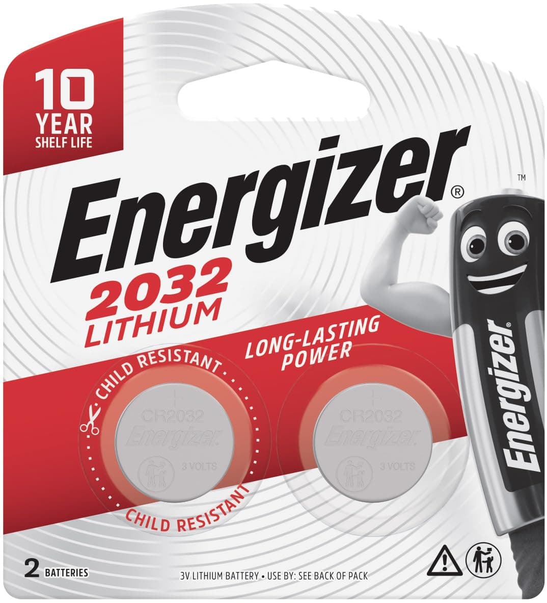 Energizer CR2032, 3 Volt Zero Mercury Lithium Battery- Pack of 2