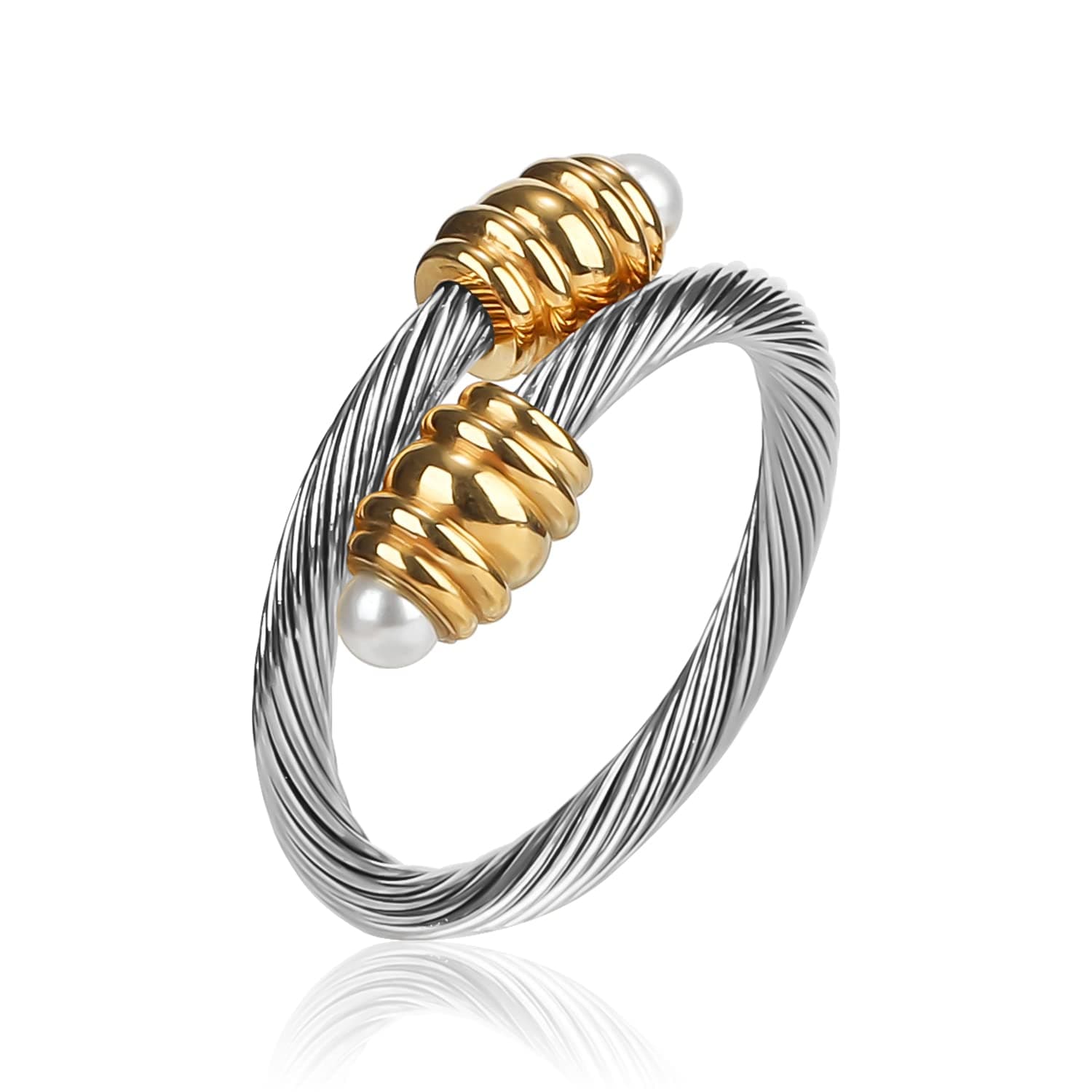 Cable Ring, a Cuff Pearl Ring Designed to Fit Finger Circumference Between 70mm-90mm