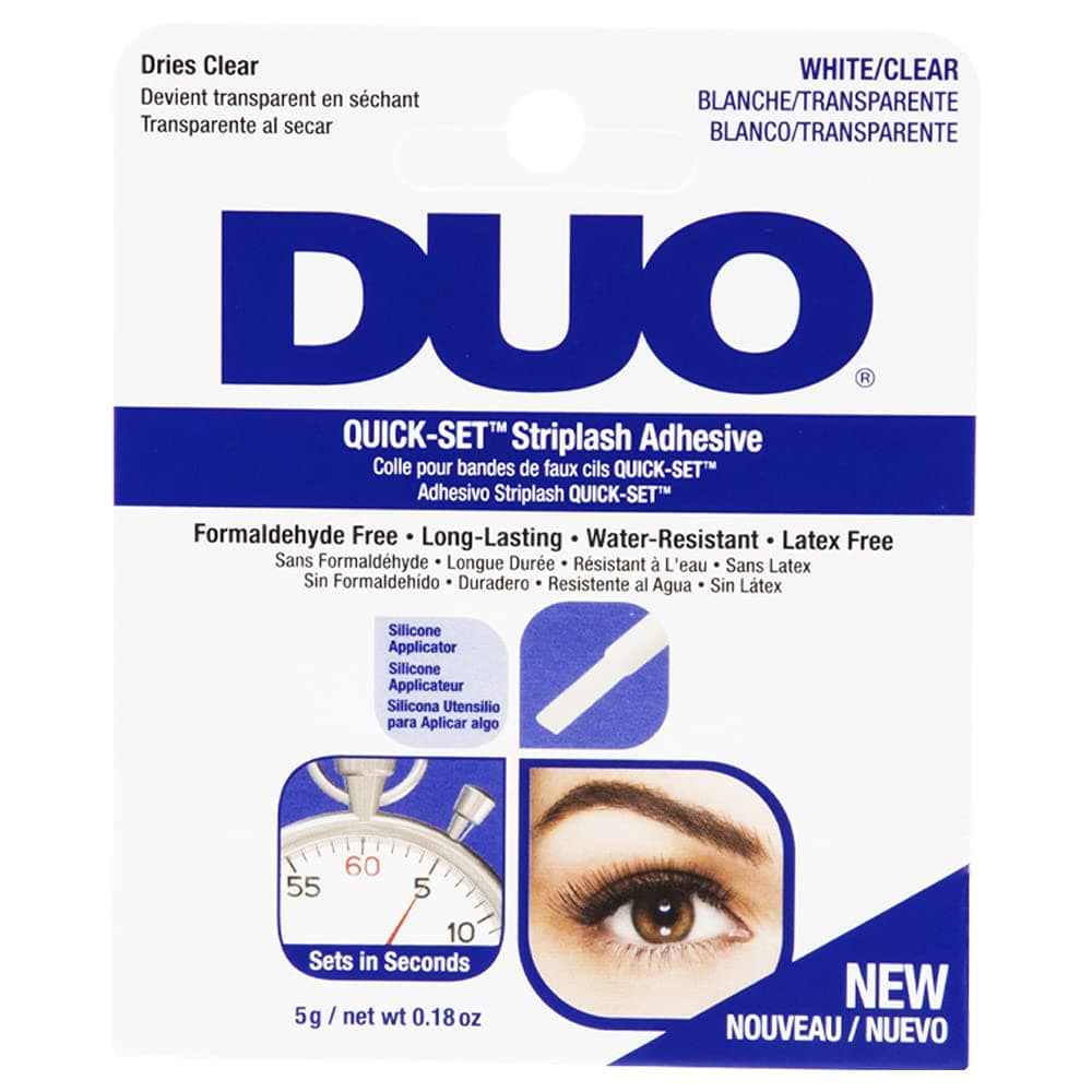 Quick-Set Striplash Adhesive | Strong Eyelash Glue with Lightweight Formula | Professional Lash Glue for Eyelash Extensions, Cluster Lashes, & Individual Eyelashes | White/Clear, 0.18 Ounces