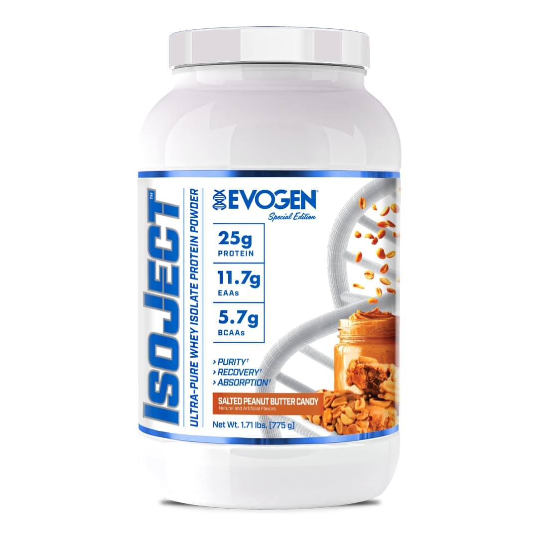 Evogen Isoject - Whey Protein Isolate | Ultra-Pure Whey Protein Powder with Ignitor Enzymes, BCAAs, and EAAs | Enhanced Absorption & Recovery | Salted Peanut Butter Candy | 25 Servings