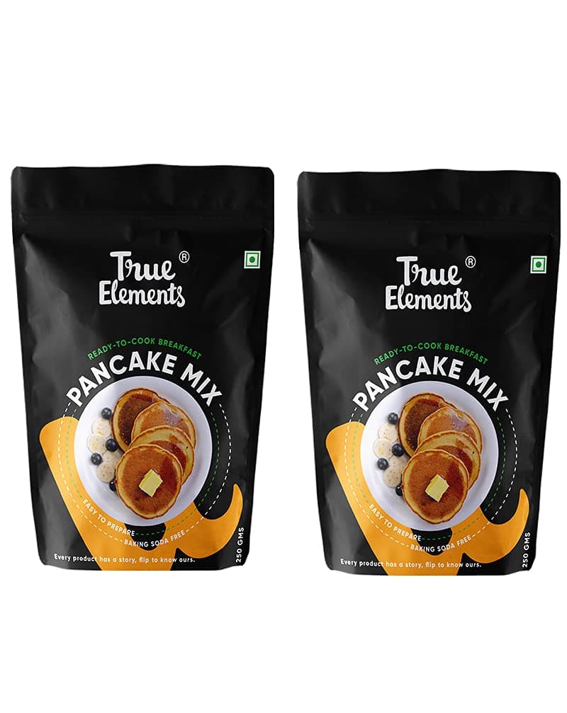 True Elements Pancake Mix 500g (250g * 2) - No Baking Soda | Breakfast Food | 2-Minute Pancakes | No Maida