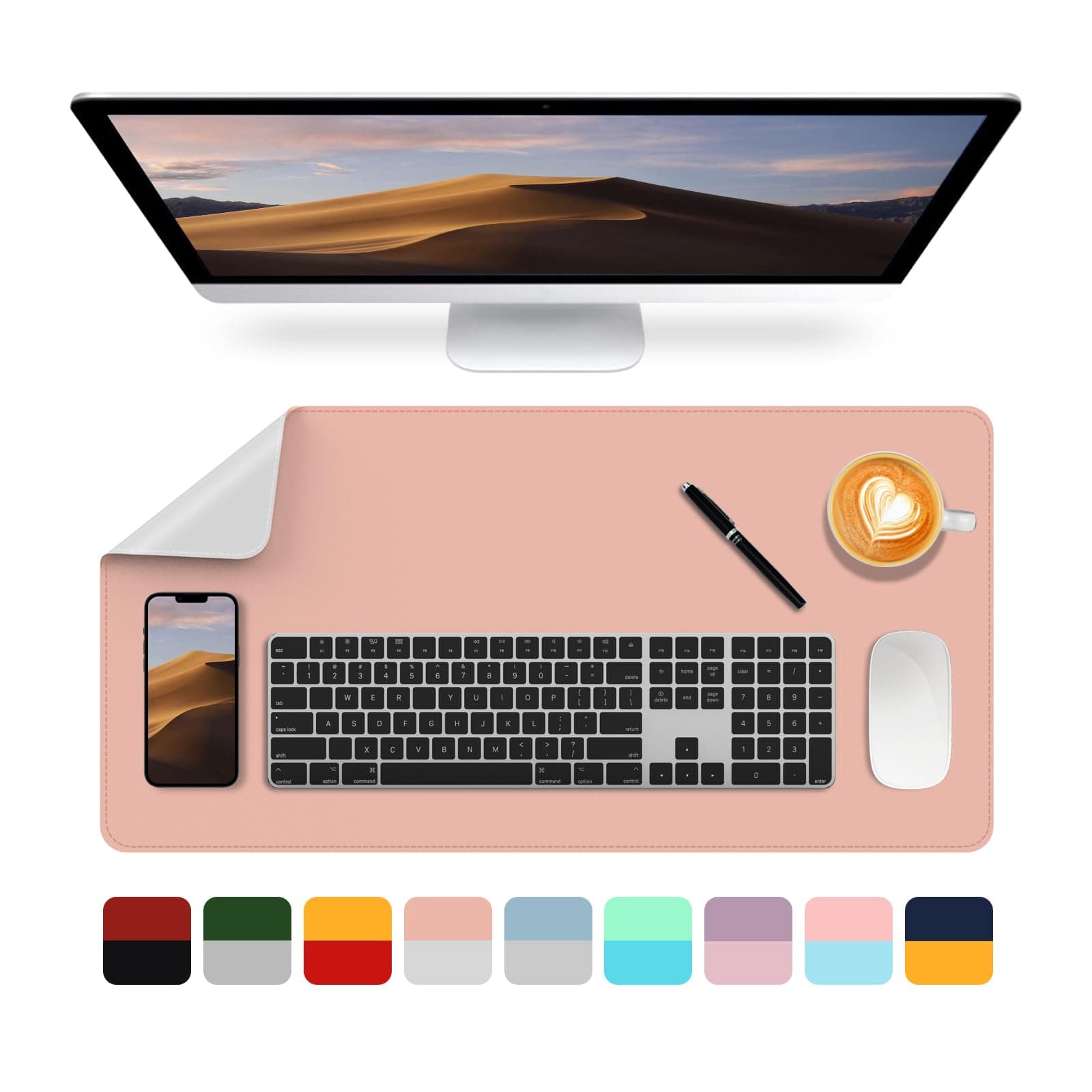 Makeup Mat for Vanity Top Protector,Craft Mats to Protect Table,Nail Art Table Mat,Dresser Protector Top Vanity Essentials,Vanity Desk Cover Pads,Dresser Cover Top Mats(Pink+Gray,31.5" x 15.7")