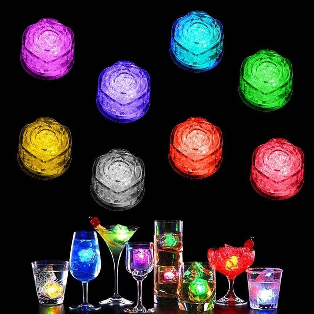 Simulation Ice Cube - 12pcs Plastic Multi-Color Luminous Ice Cube with Colorful Light for Halloween Party Wedding Club Bar Champagne Tower Decoration (12PCS)