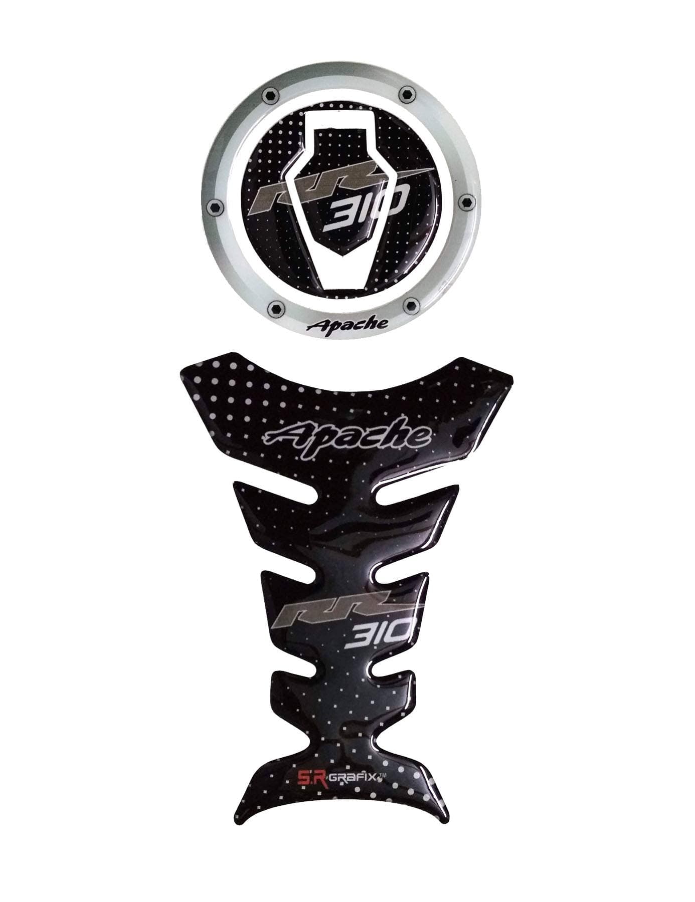 Combo Tvs Apache Rr 310 Customize Vinyl Tank Pad Fuel Cap Sticker, Self-Adhesive