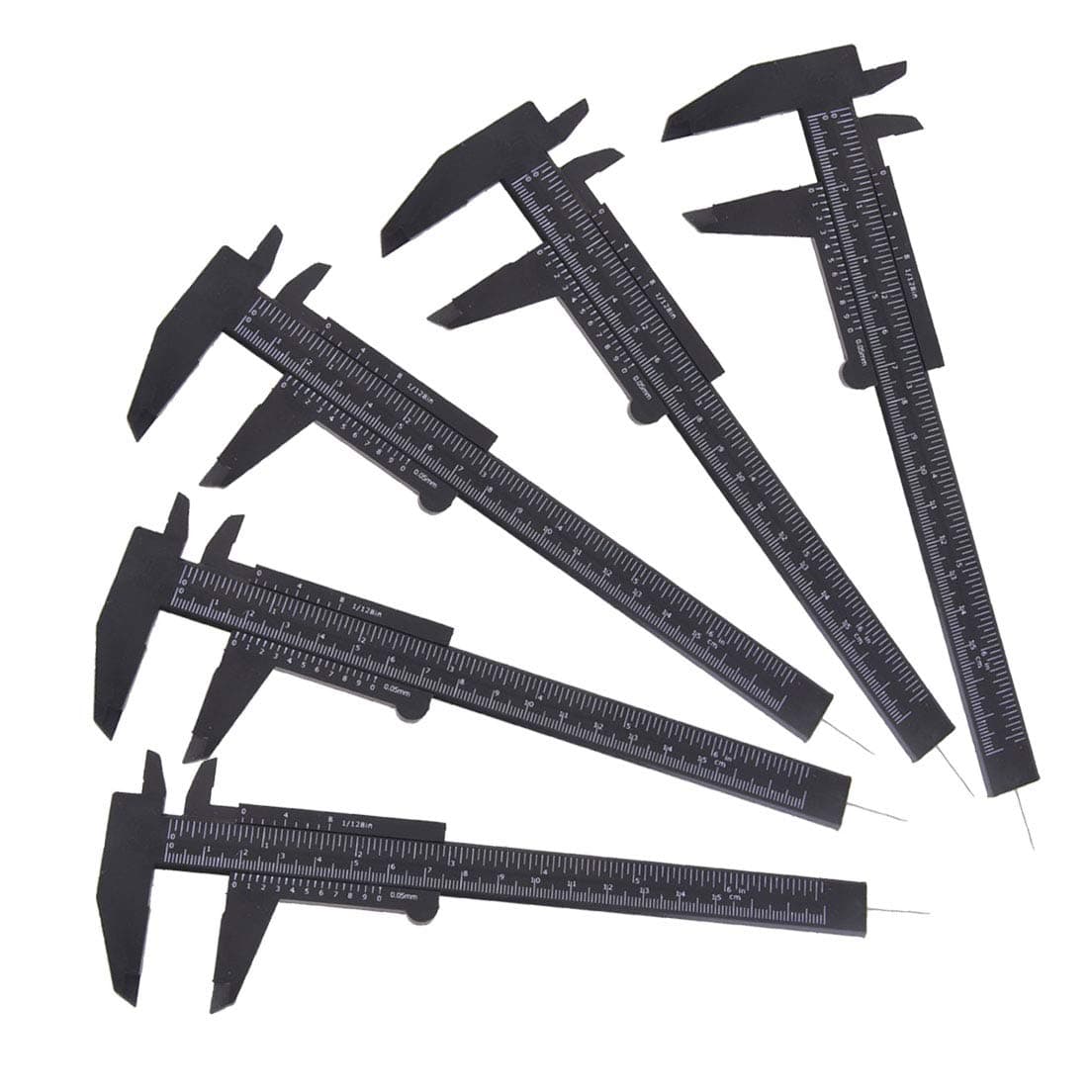 6Inch 150mm Mini Caliper Double Scale Plastic Vernier Caliper for Jewelry Sliding Gauge Ruler Measuring Tool 5PCS (Black)