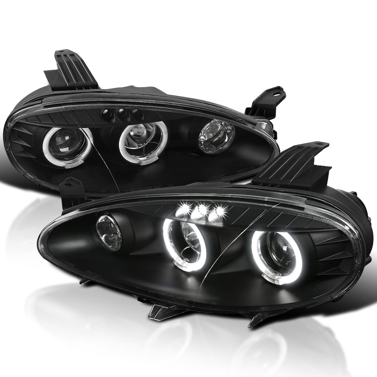 SPEC-D TUNING Black Halo Projector Headlights Compatible with 2001-2005 Mazda Miata MX-5, Left + Right Pair Headlamps Assembly