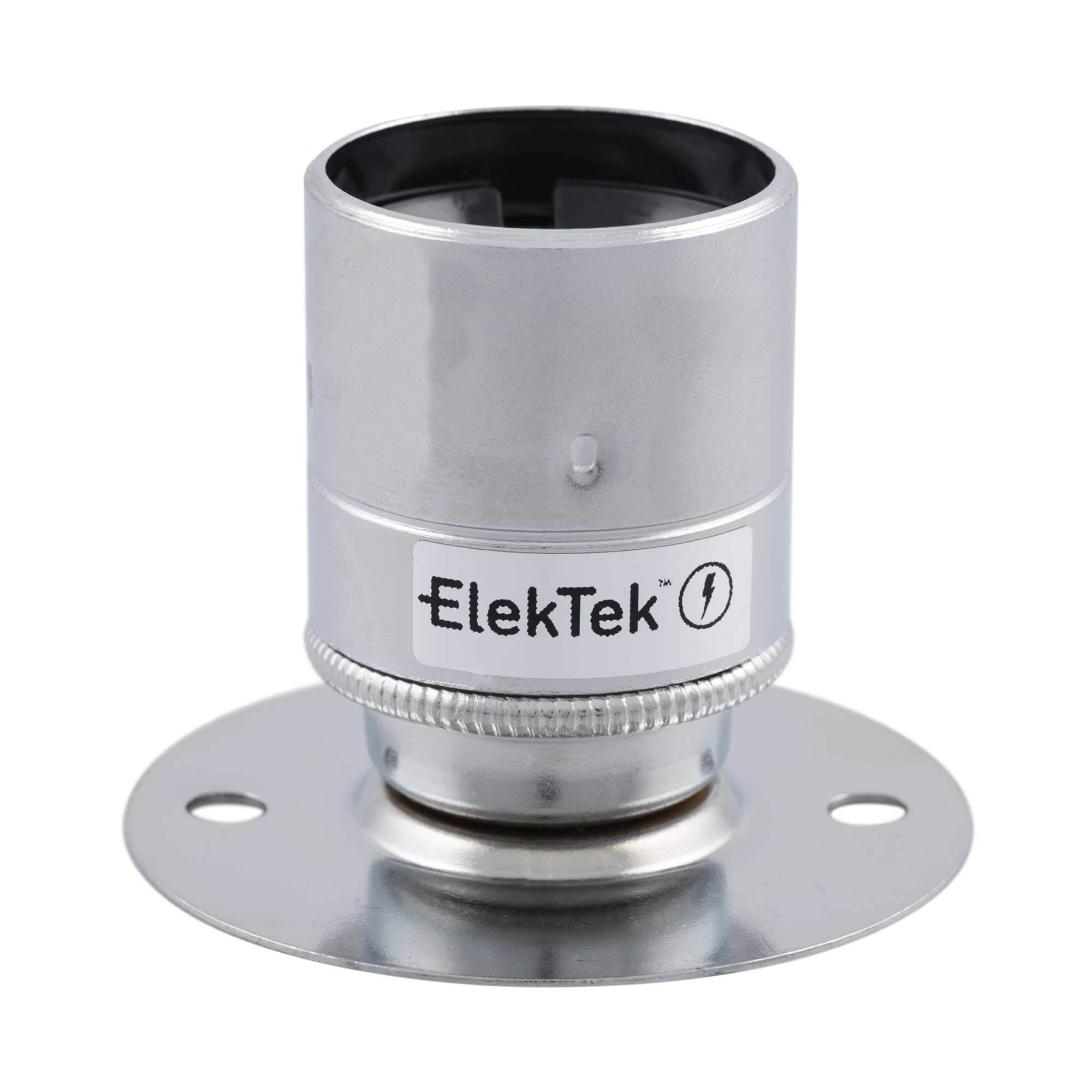 ElekTek ES E27 Batten Lamp Bulb Holder with Plain Skirt Ideal for Vintage Filament Bulbs Chrome