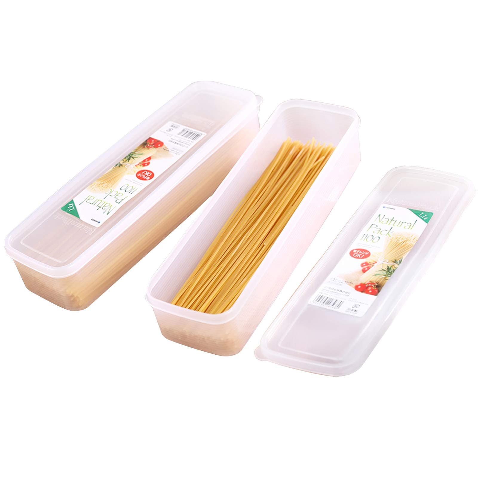 2Pcs Pasta Storage Container Kitchen Spaghetti Food Storage Box - Noodle Canister With Lid for Spaghetti, Noodles, Pasta, Eggs, Fruits Snacks