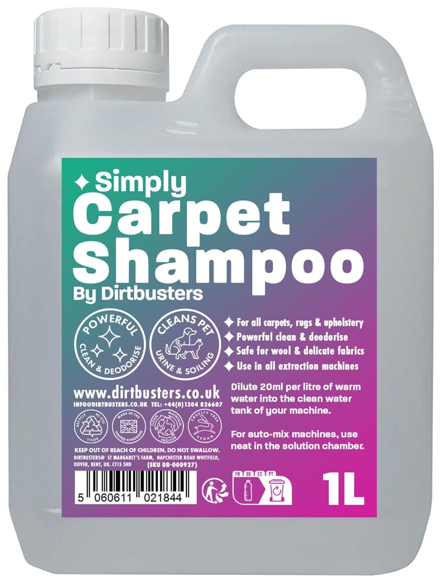 Simply Carpet Cleaner Shampoo Solution, Powerful 3-In-1 Carpet Cleaner Solution To Clean All Soiling & Neutralise Odour, Urine & Stains (1L)