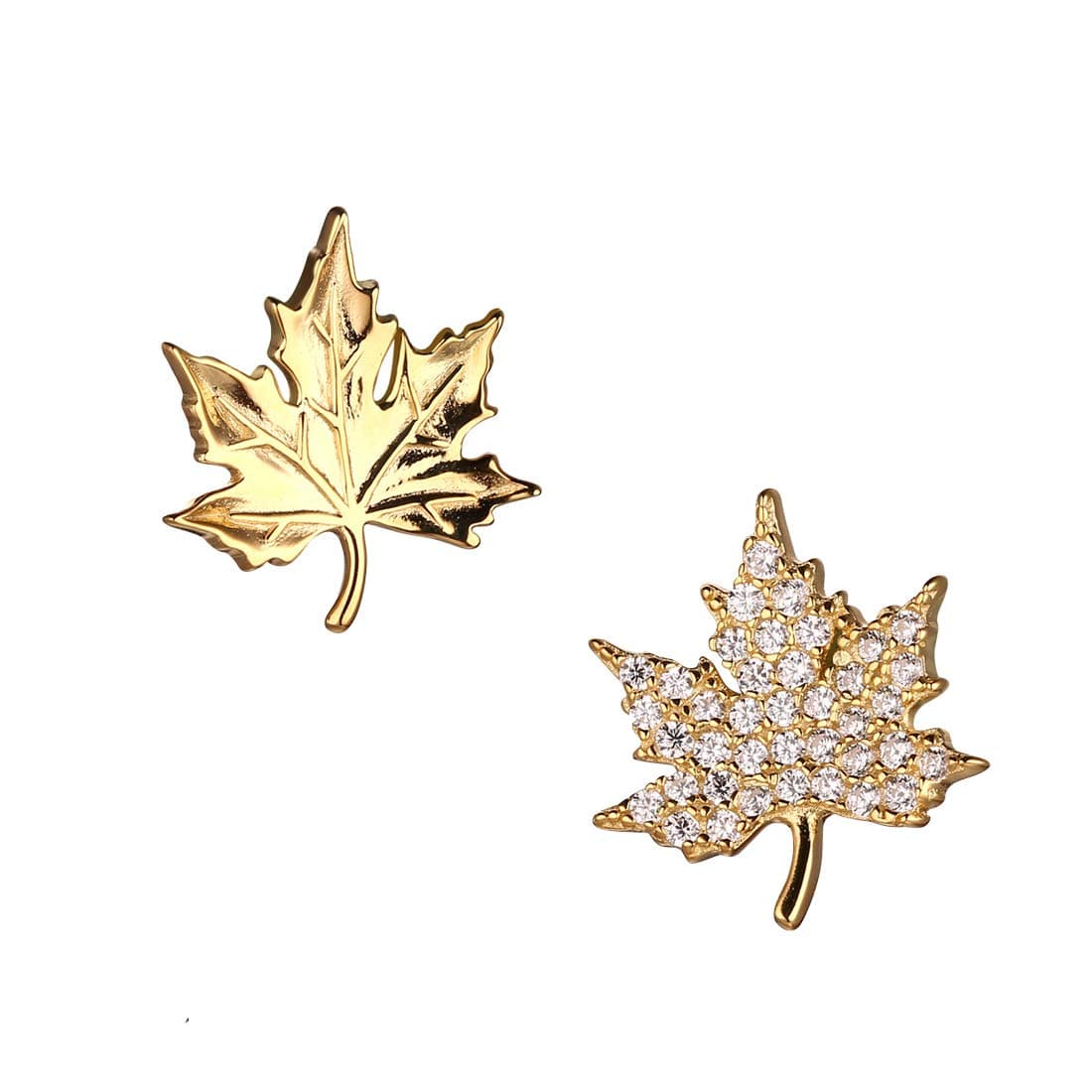 SA SILVERAGEReal 925 Sterling Silver Yellow Gold Color Maple Leaf Pendant Necklaces Woman 925 Silver Zirconia Gold Necklace