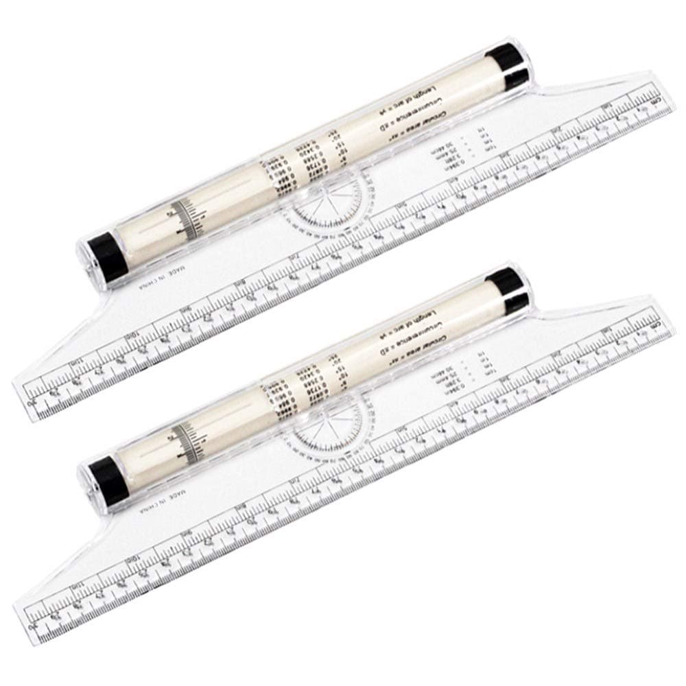 12 Inch Slide Ruler for Mathematics - 2 Pack Multifunctional Drawing & Rolling Ruler, Balancing Scale for Students, Artists, Architects, Engineers