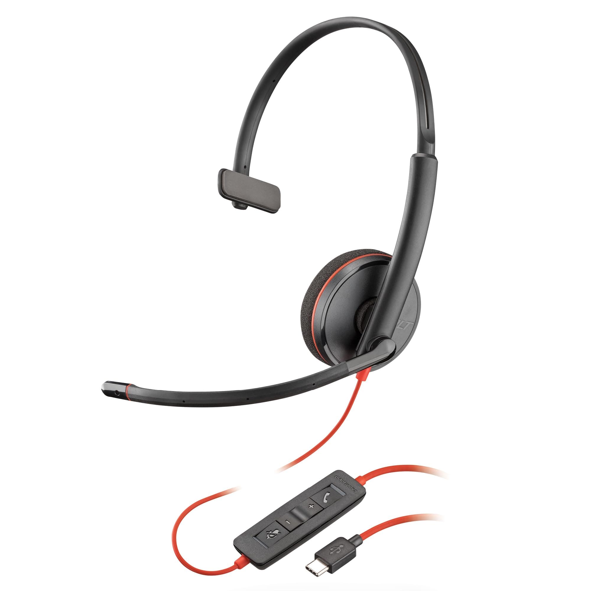 Poly Blackwire 3210 Wired Headset, Noise-Canceling Mic, Single-Ear Design, Connect to PC/Mac via USB-C or USB-A, Works with Teams & Zoom, Amazon Exclusive (9P7X7AA)