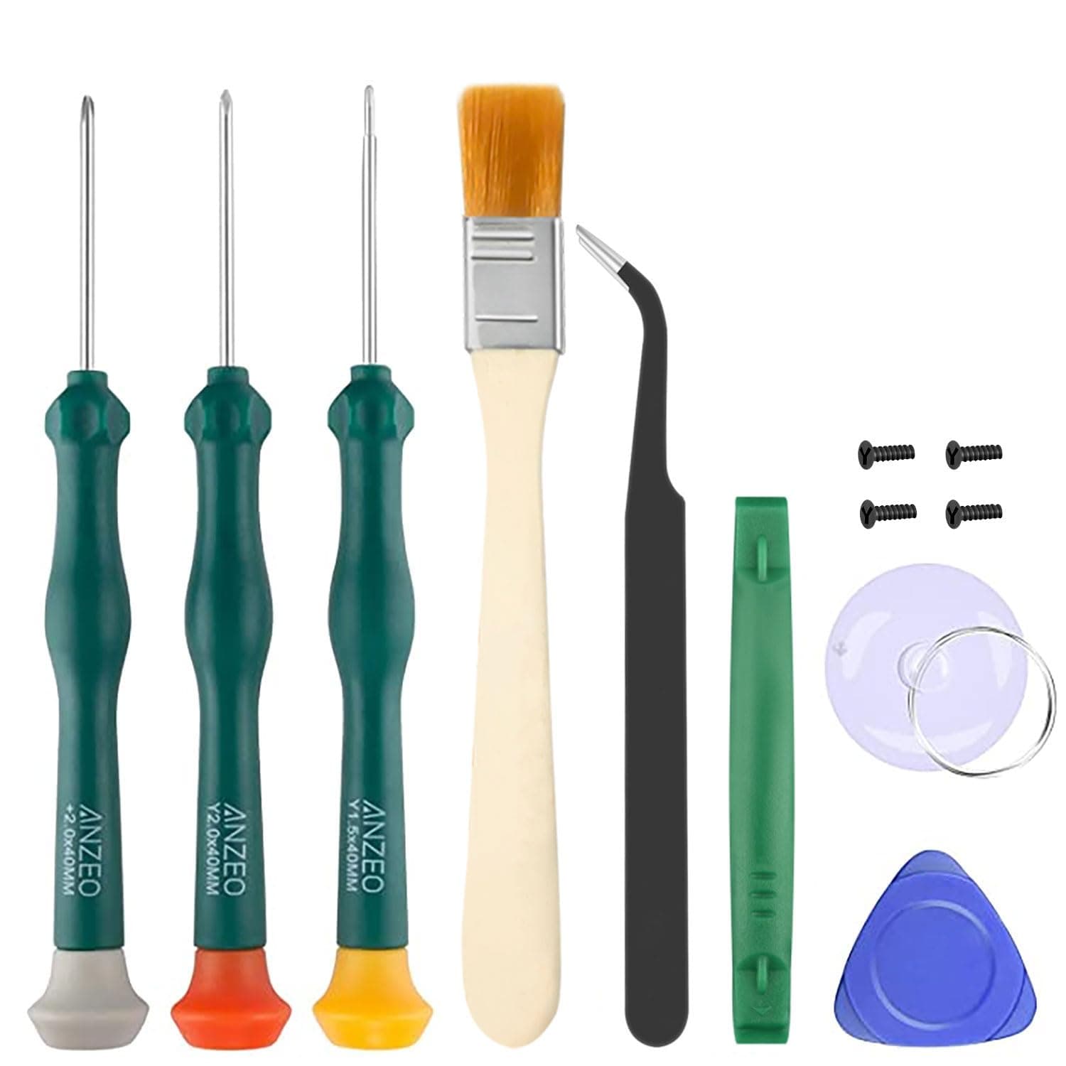 Triwing Screwdriver for Switch, Professional Repair Tool Kit for Joy-con Joystick Replacement with Tweezers, Opening Pry Bar & Suction Cup