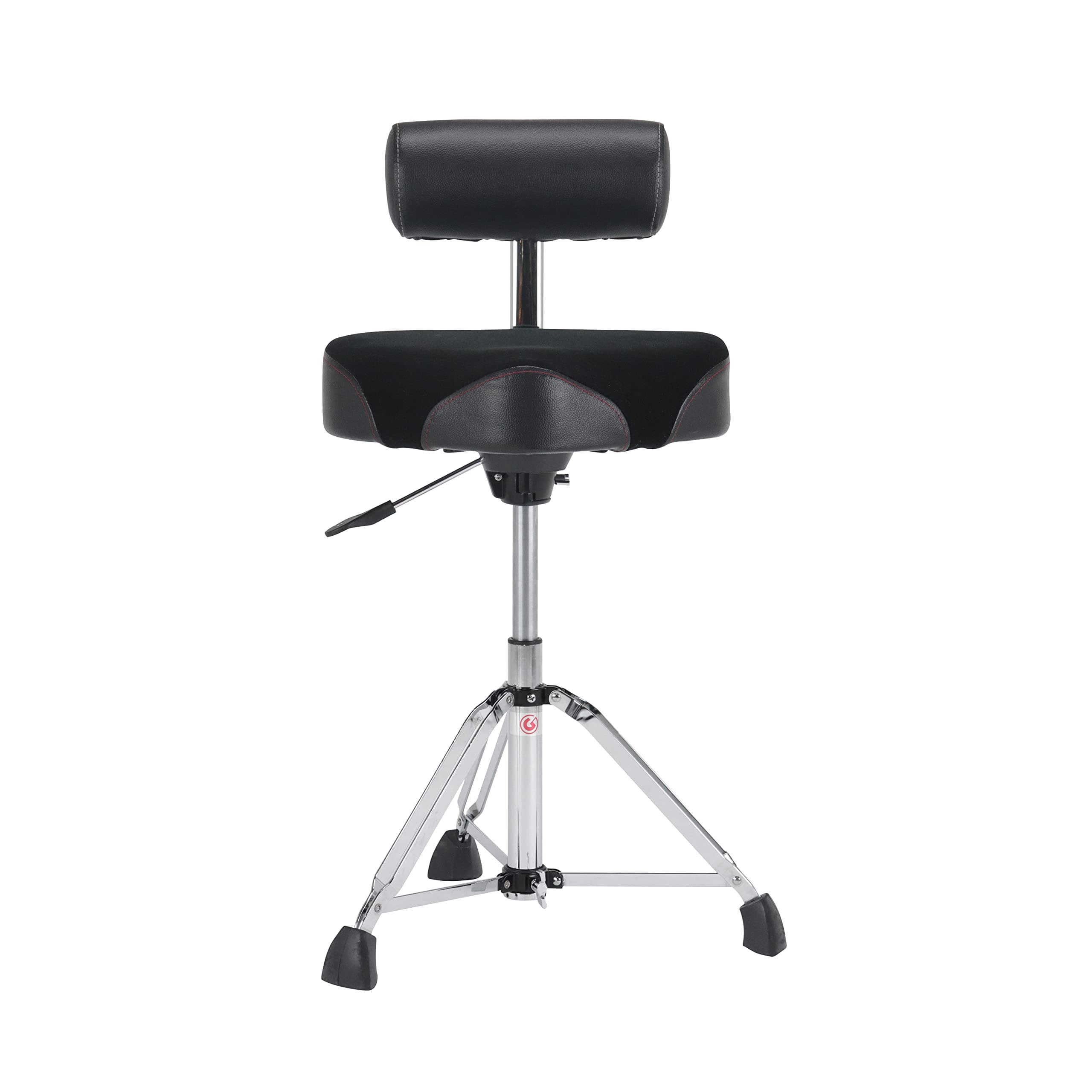 GIBRALTAR Drum Stool, Drum Stool 9000 Series Moto Saddle with Backrest Hydraulic, 9608HMB (Diameter: 48cm, Vinyl Seat, Quick Lock, Double Strut Base, 'Super Foot' Rubber Feet)