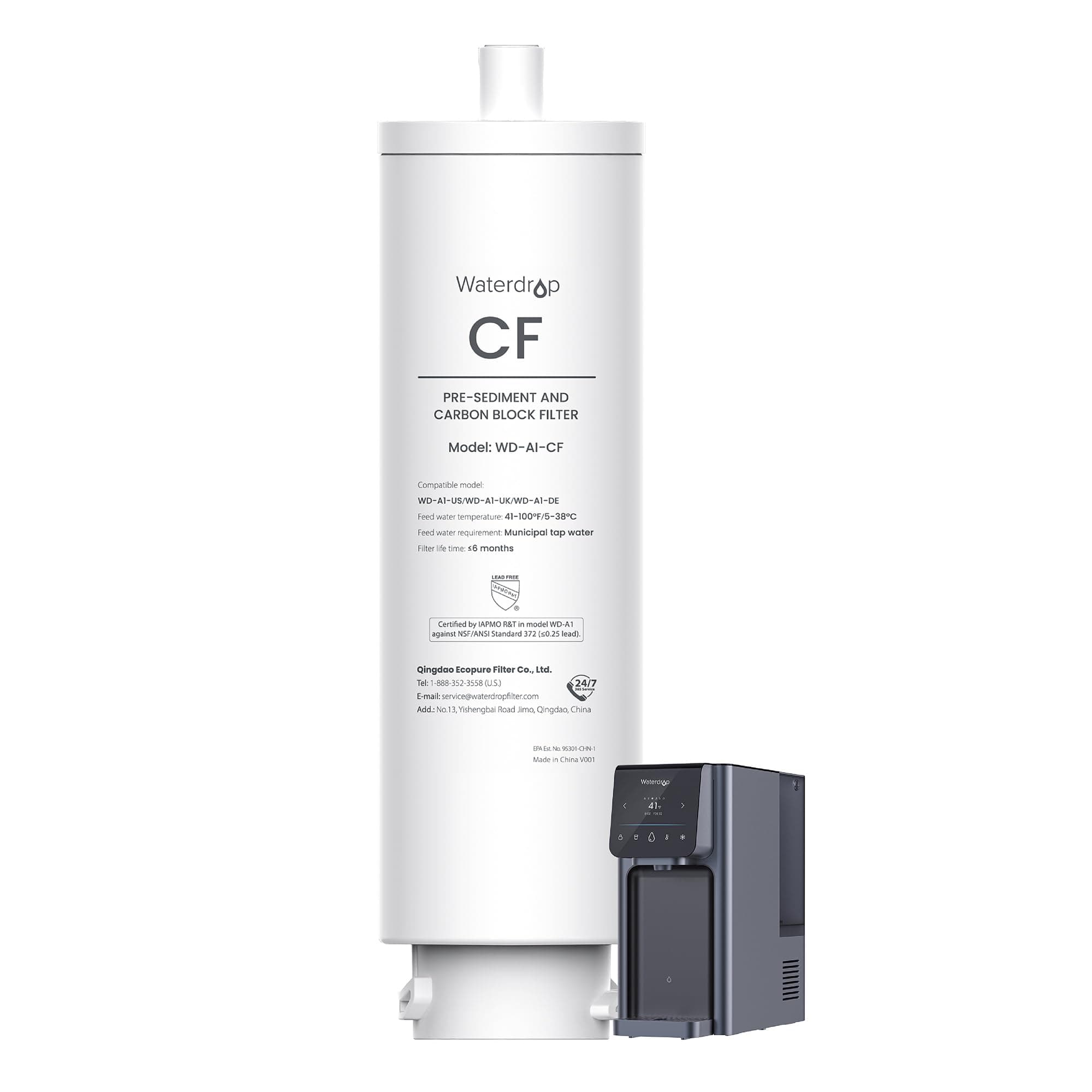 𝐀𝟏-𝐂𝐅 Filter, Replacement for Waterdrop 𝐀𝟏 Countertop Reverse Osmosis Hot and Cold water Dispenser, 6-month Lifetime