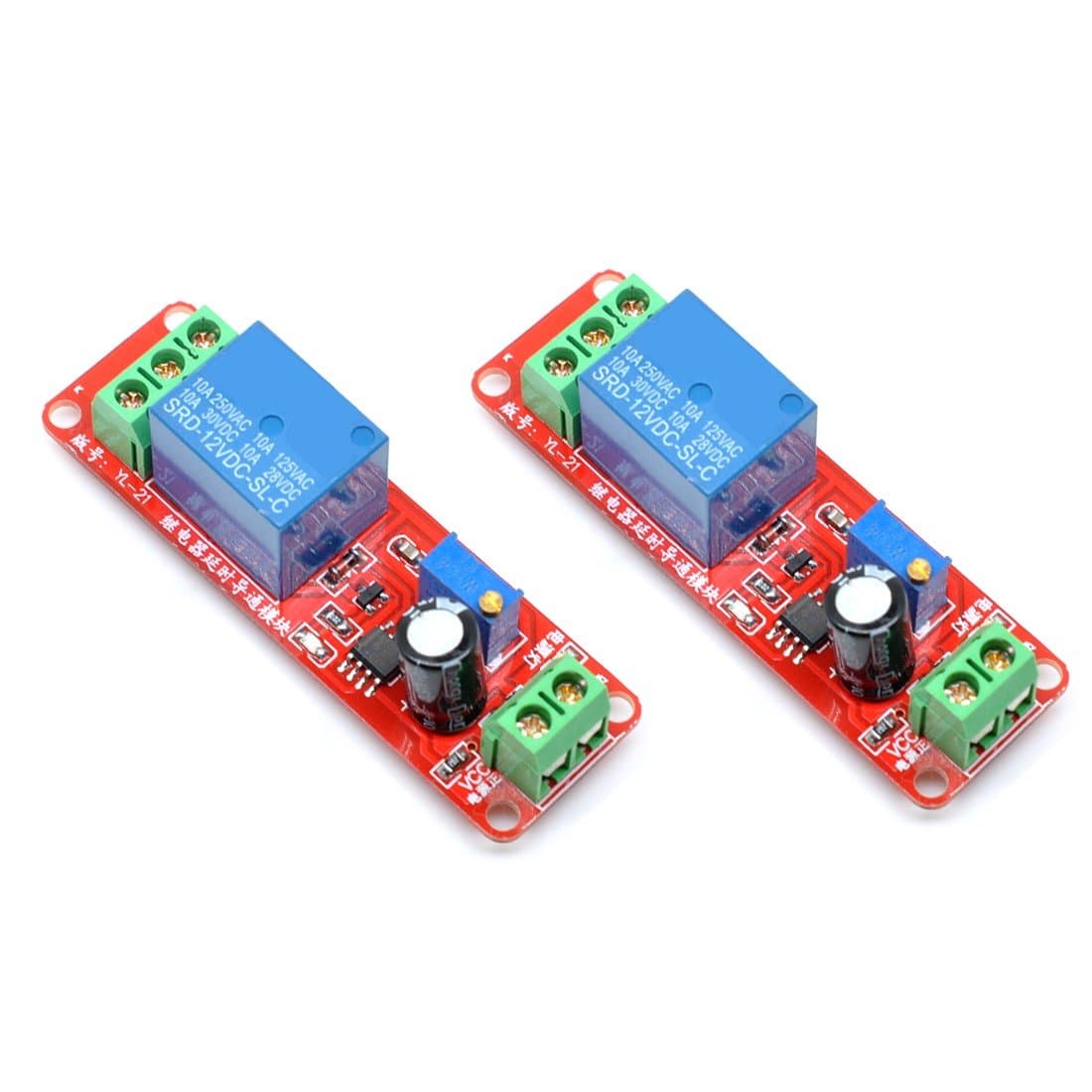 Oiyagai 2pcs 12V NE555 Oscillator Delay Adjustable Timer Relay Switch Module 0-10 Second