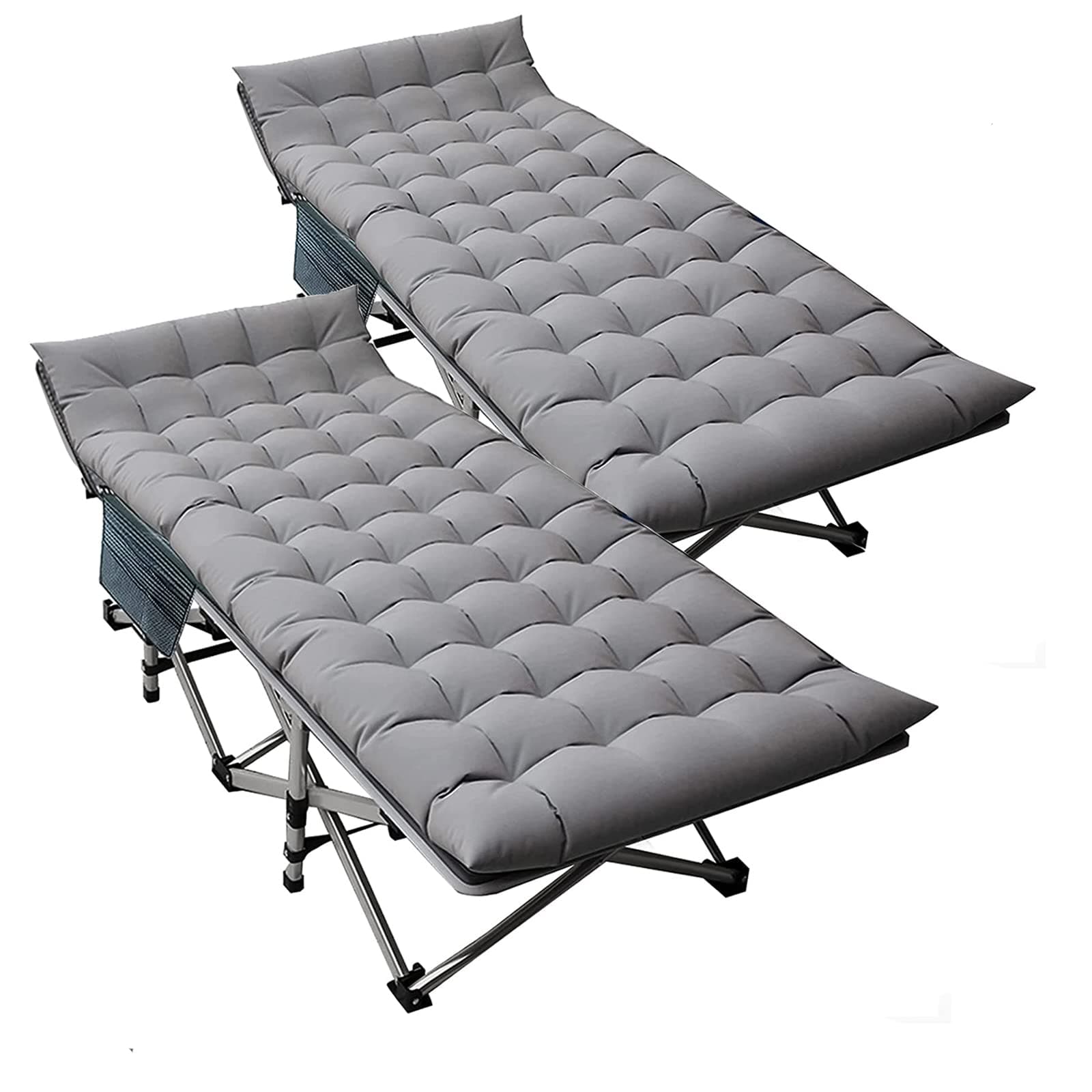 - DoCred Folding Camping Cot with Mattress, 2 Pack Heavy Duty Folding Cot for Adults, Portable Sleeping Cot Bed Adults Outdoor Bed with Carry Bag, Travel Camp Cots
