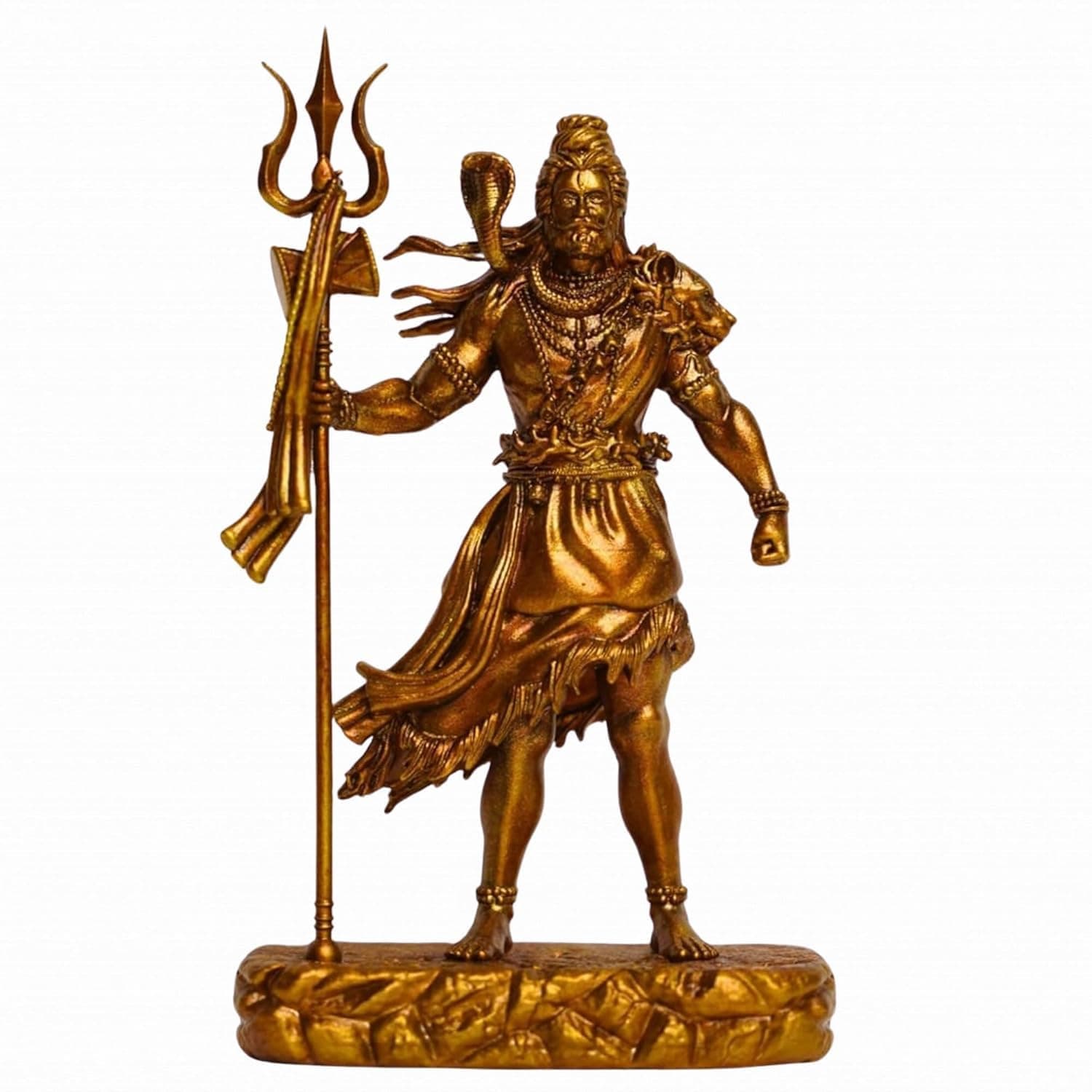 Shiva The Protector Statue for Car Dashboard Decor, Home Decor Idol, Mahadev Murti, Gift for Anniversary, (Golden)